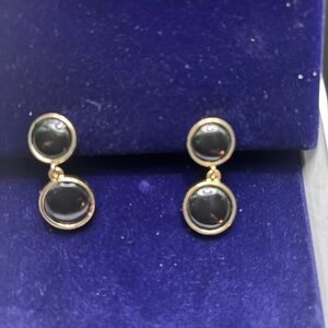 Vintage Napier Black and Gold Double Circle Earrings (Clip ons)